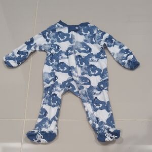 NWOT Burt's Bees Blue and White Kids Footie PJs
